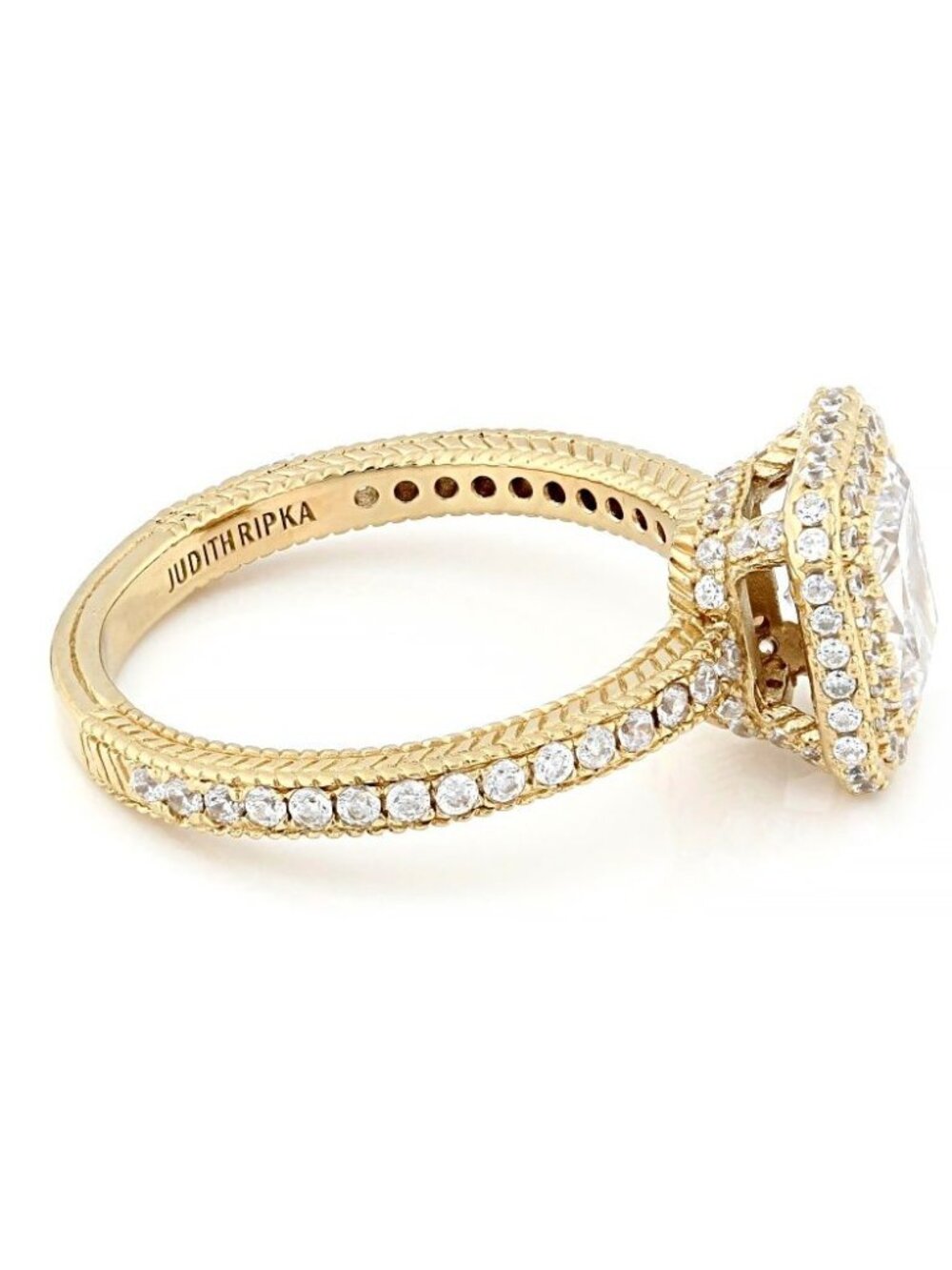 Judith Ripka Cubic Zirconia 14k Yellow Gold Clad Toujours Ring 3.56ctw Size 9 - Picture 3 of 4